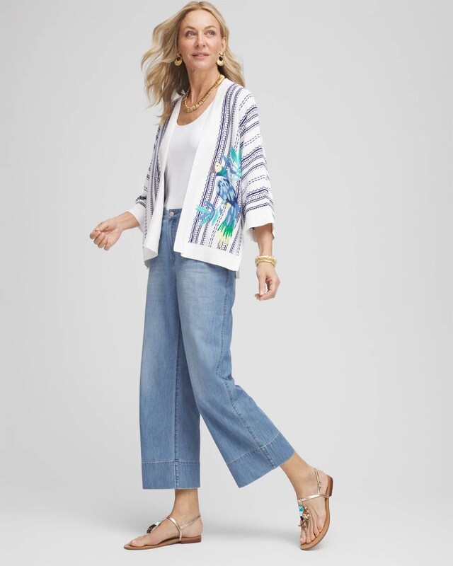 Island Motif Embroidered Cardigan - image 2